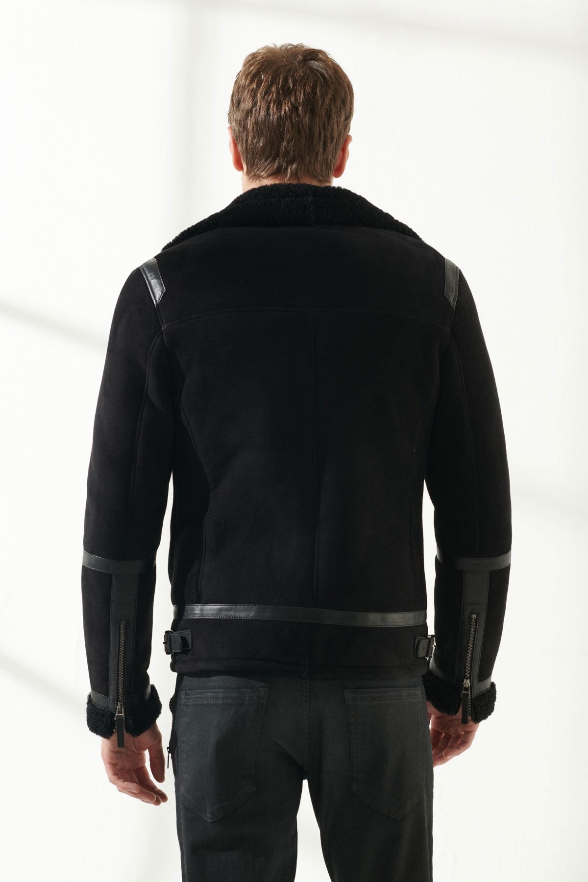 Men's Black Aviator Shearling Jacket