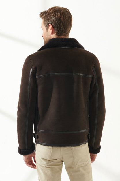 Men's Brown Aviator Shearling Jacket