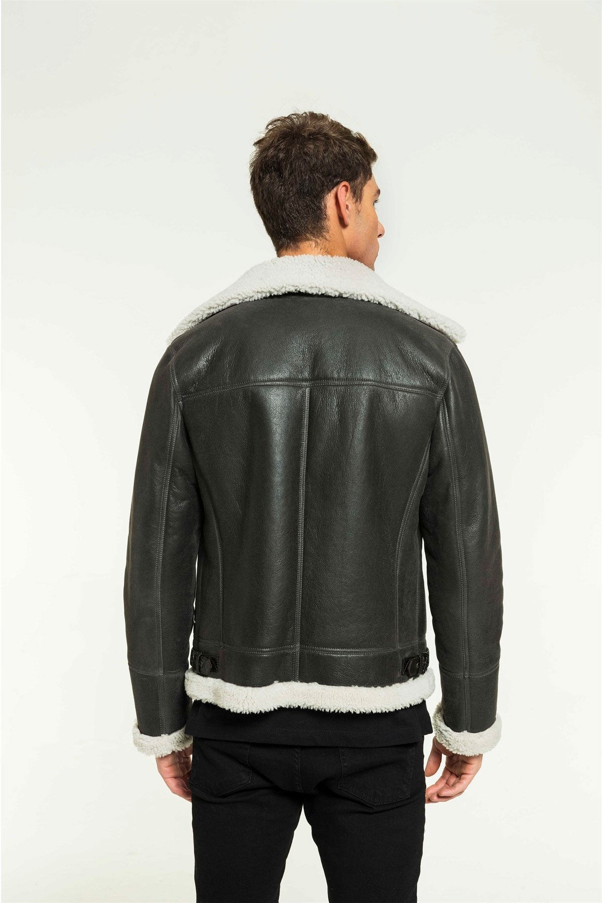 Men's Grizzly Grey Aviator Shearling Jacket