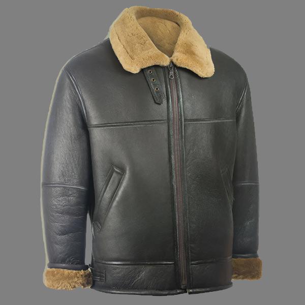 Men's Black Aviator Shearling Jacket