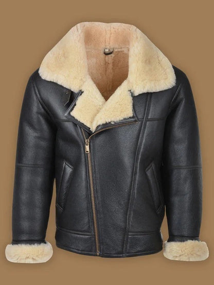 Men’s Black B3 Shearling Leather Bomber Jacket