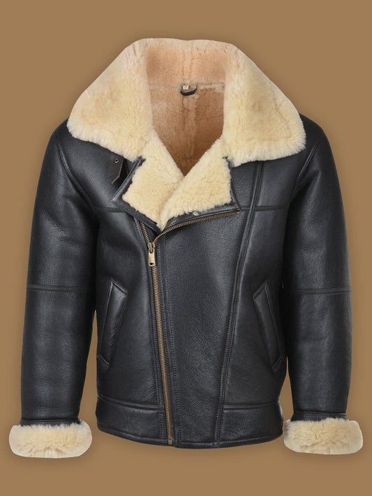 Men’s Black B3 Shearling Bomber Leather Jacket