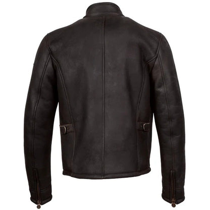 Men’s Black Shearling Leather Flight Bomber Jacket Avanzar Leather