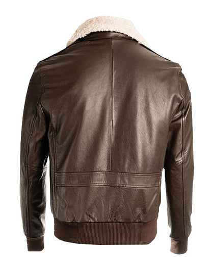 Men’s Brown Pilot Bomber Shearling Jacket - Authentic Aviator Style and Warmth