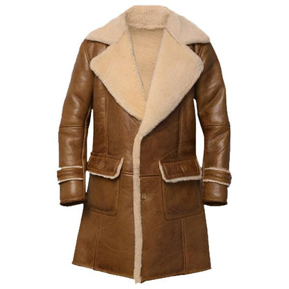 Men's Brown Shearling Leather Coat