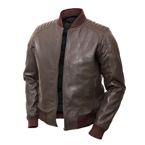 Men's Dark Brown Bomber Jacket - Timeless Elegance & Comfort