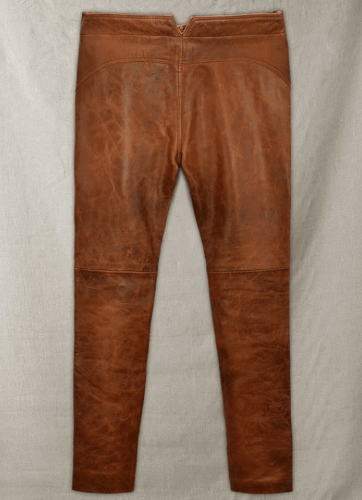  Men's Brown Distressed Leather Pants