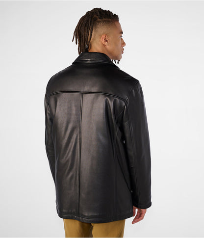 Men's Black Leather Harrington Jacket