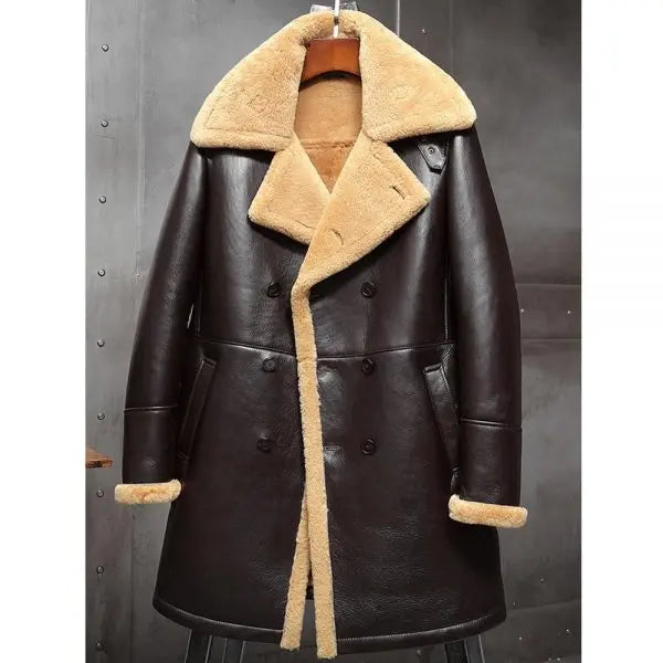 Men's Dark Brown Shearling Leather Coat