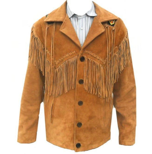 Men’s Tan Suede Leather Cowboy Jacket