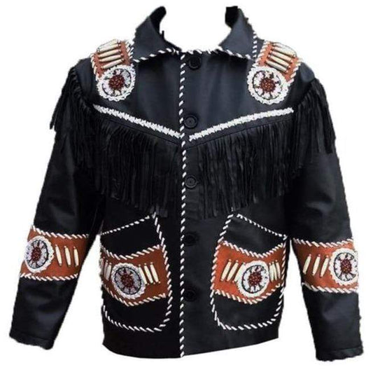 Men’s Handmade Black Western Leather Jacket