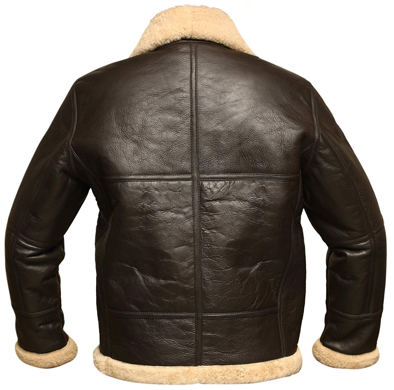 Men's Brown B3 RAF Aviator Bomber Shearling Real Sheepskin Leather Jacket