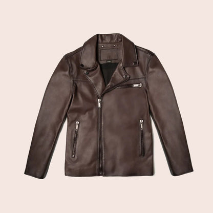 Men’s Brown Motorcycle Leather Racer Jacket