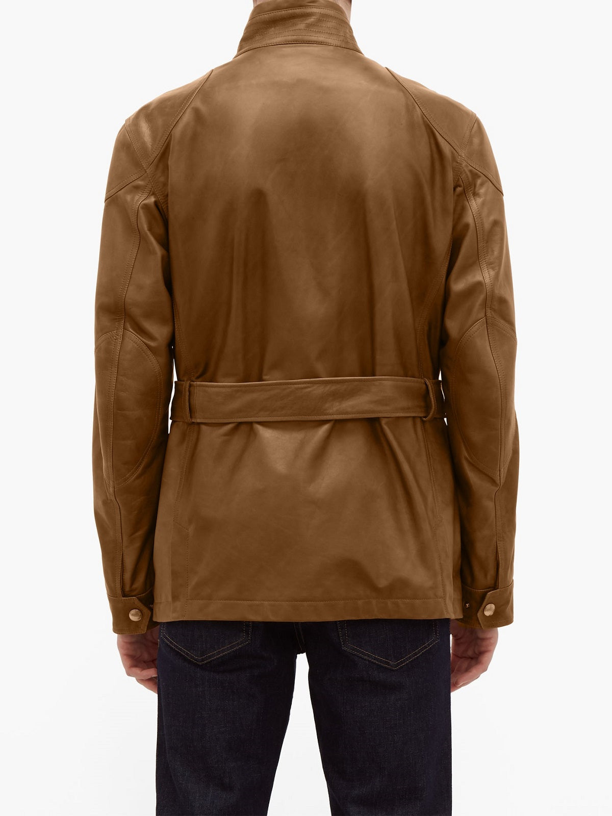 Men Brown Utility Leather Jacket