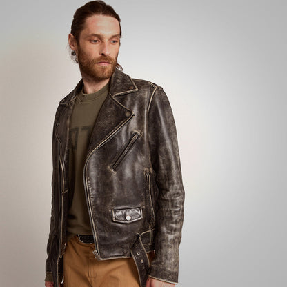 Premium Avanzar Men’s Fine Grain Distressed Leather Jacket