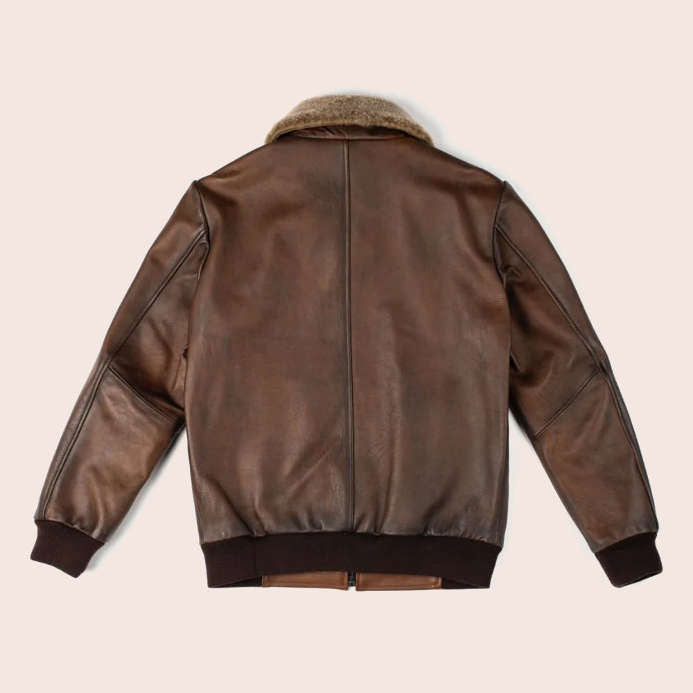 Men’s G-1 Flight Chocolate Brown Genuine Leather Bomber Jacket - Iconic & Durable