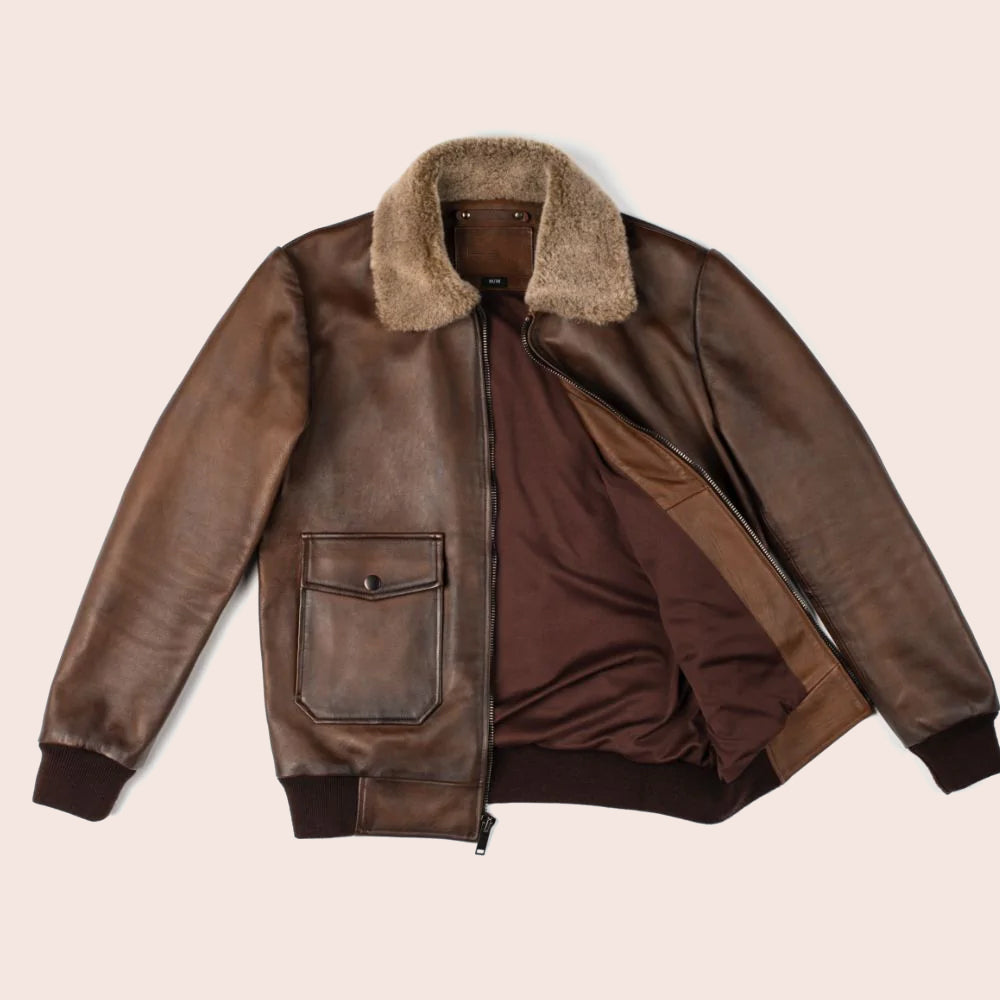 Men’s G-1 Flight Chocolate Brown Genuine Leather Bomber Jacket - Iconic & Durable