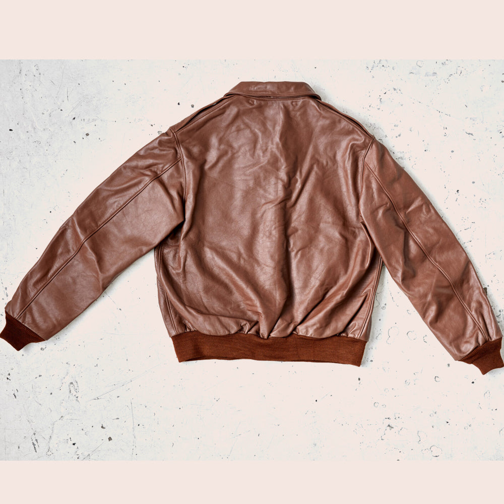 Men’s Lambskin Plain Brown A2 Leather Bomber Jacket - Sleek & Classic