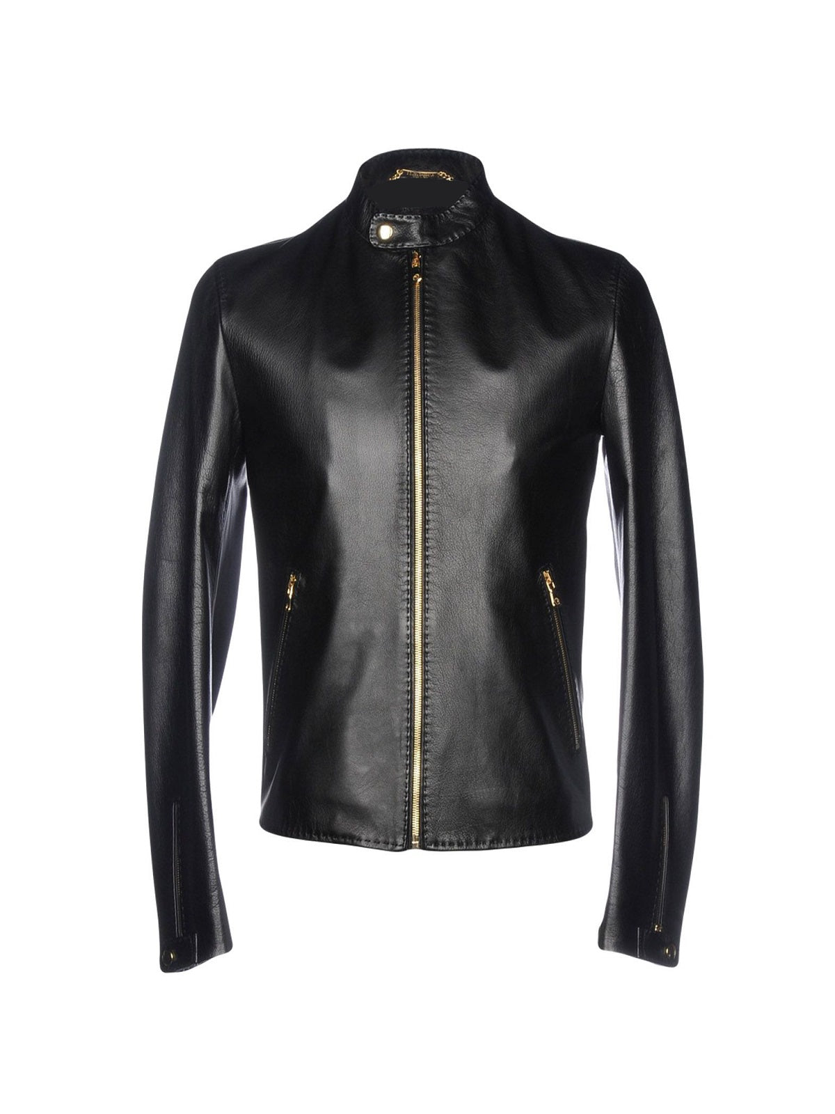 Men's Shiny Black Genuine Leather Jacket