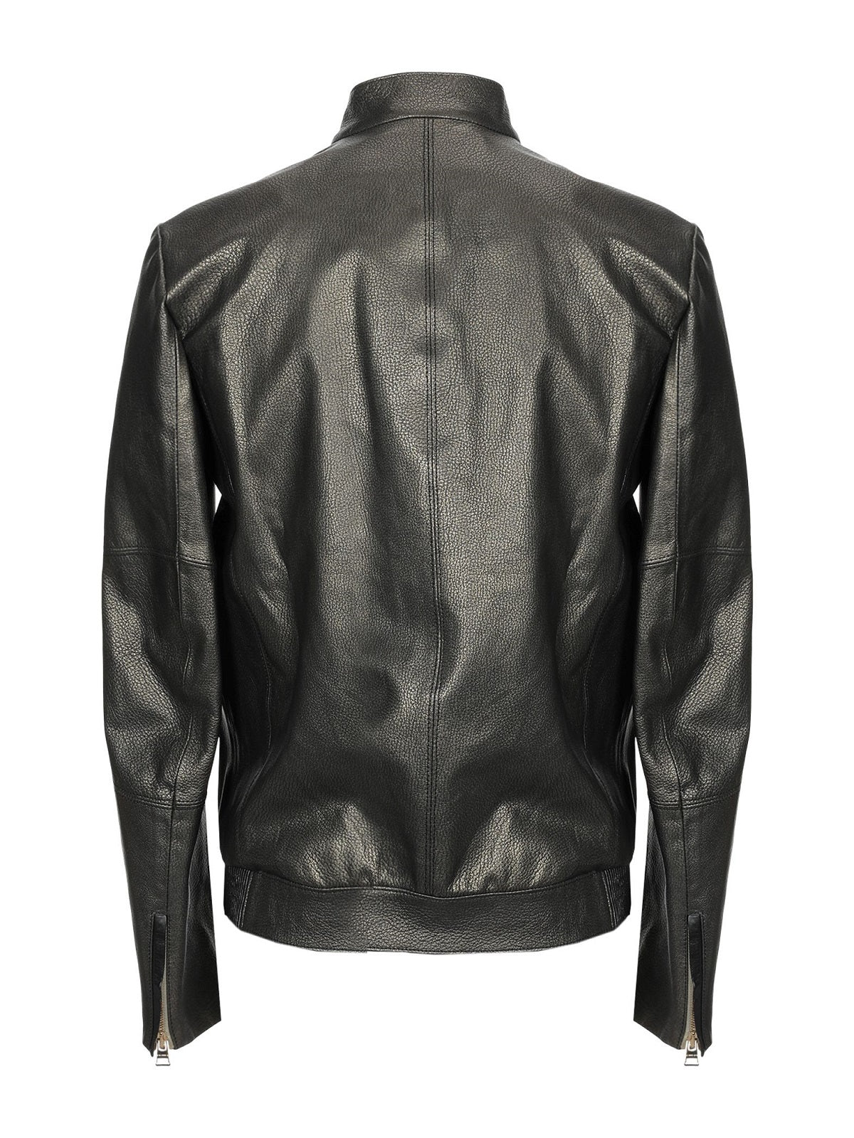 Men's Shiny Jet Black Leather Jacket