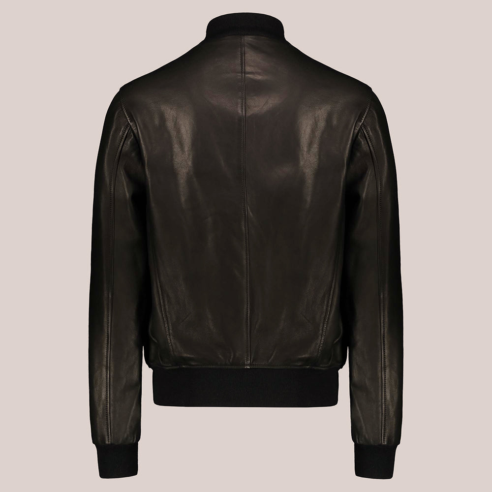 Men’s Vintage Black A-1 Flight Lambskin Leather Bomber Jacket - Classic & Durable