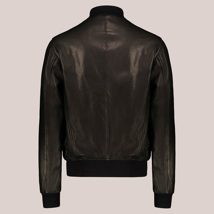 Men’s Vintage Black A-1 Flight Lambskin Leather Bomber Jacket - Classic & Durable