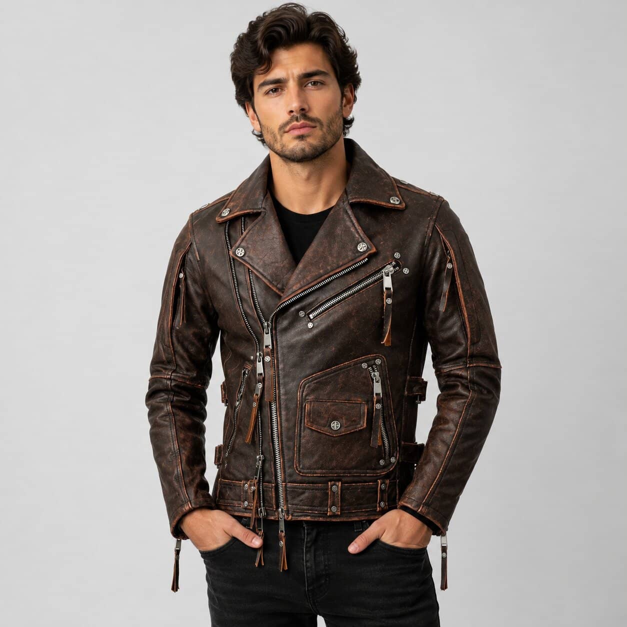 Experience Timeless Style With A Vintage Cafe Racer Leather Jacket by avanzar leather