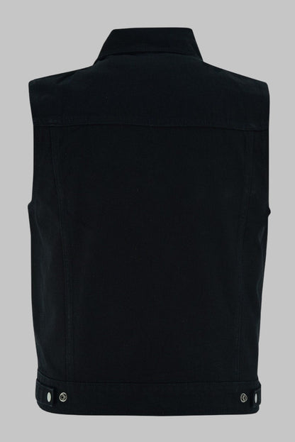 Men Black Denim Motorcycle Vest