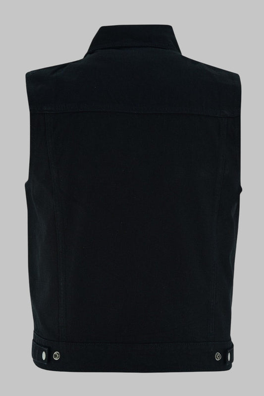 Men Black Denim Motorcycle Vest