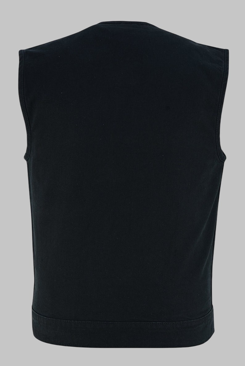 Men Black Denim Vest with Conceal Carry Pockets
