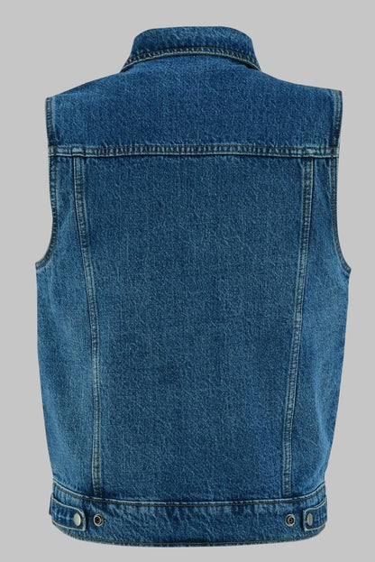 Men Blue Denim Motorcycle Vest