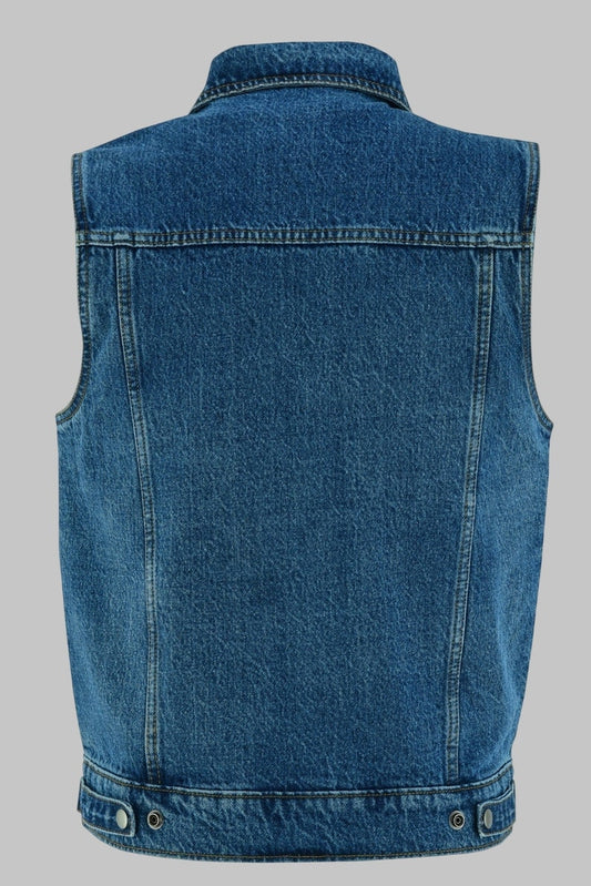 Men Blue Denim Motorcycle Vest