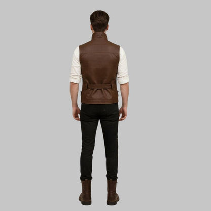 Men Brown Leather Jerkin Vest Medieval Style