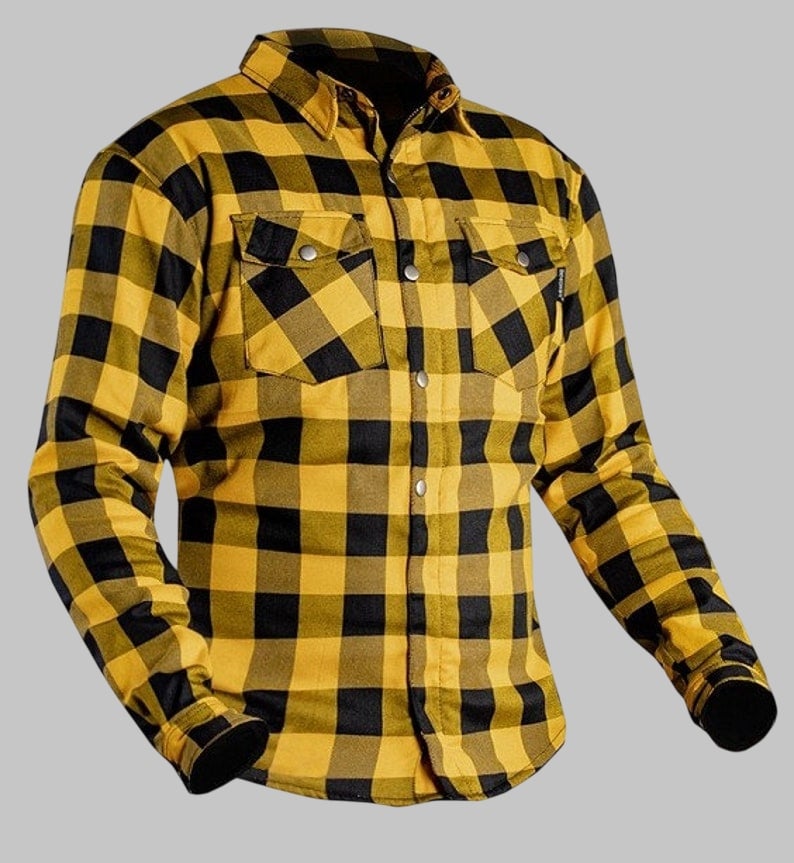 Men Flannel Yellow Waterproof Motorcycle Shirt