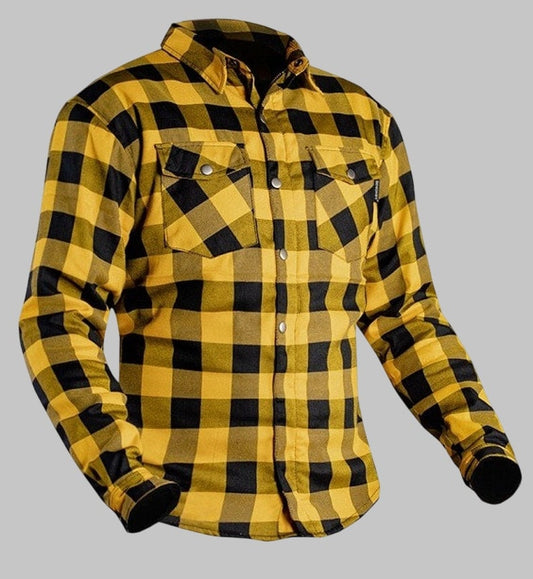 Men Flannel Yellow Waterproof Motorcycle Shirt