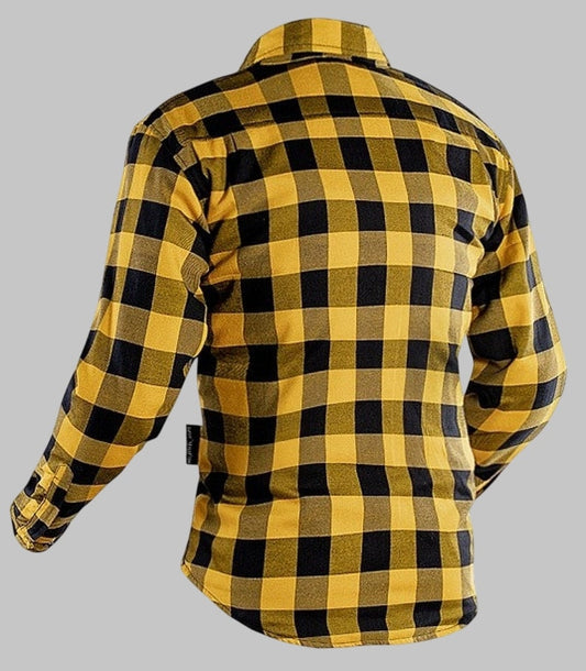 Men Flannel Yellow Waterproof Motorcycle Shirt