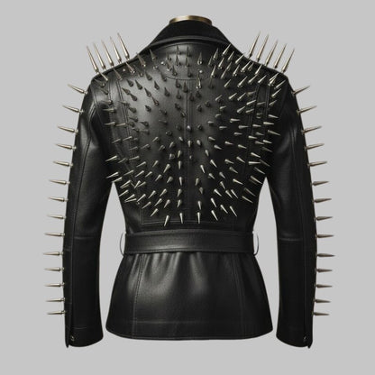 Men Handmade Spiked Studded Cowhide Leather Jacket
