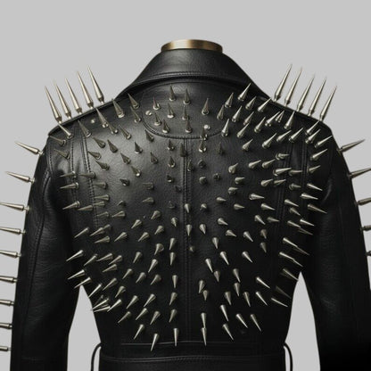 Men Handmade Spiked Studded Cowhide Leather Jacket