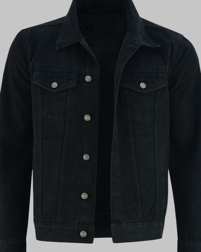 Men Heavy Duty Black Denim Jacket