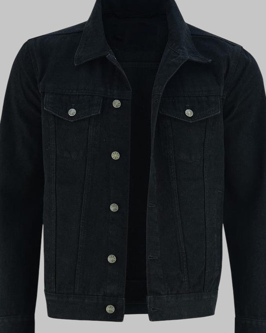 Men Heavy Duty Black Denim Jacket