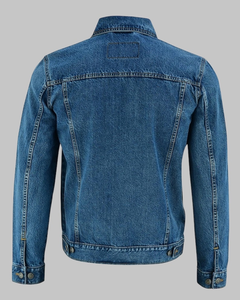Men Heavy Duty Blue Denim Motorcycle Jacket