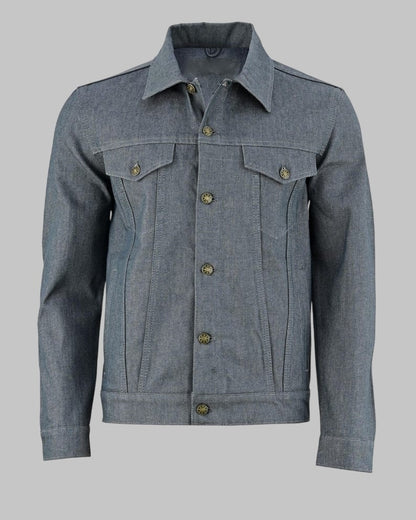 Men Heavy Duty Grey Denim Motorcycle Jacket