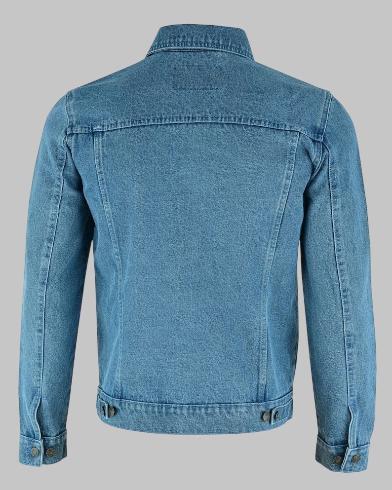 Men Heavy Duty Light Blue Denim Motorcycle Jacket