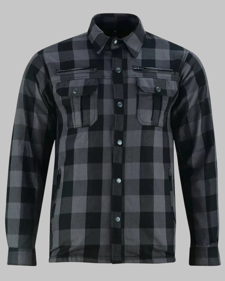 Men Plaid Motorcycle Flannel Shirt CE Armor