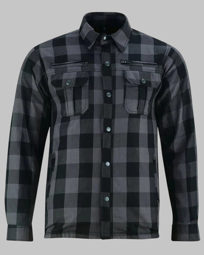 Men Plaid Motorcycle Flannel Shirt CE Armor