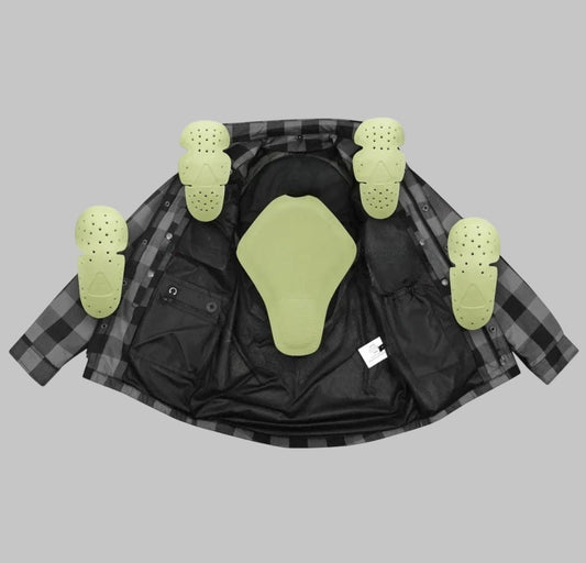Men Plaid Motorcycle Flannel Shirt CE Armor