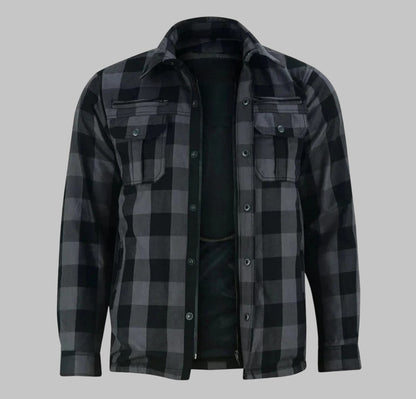 Men Plaid Motorcycle Flannel Shirt CE Armor