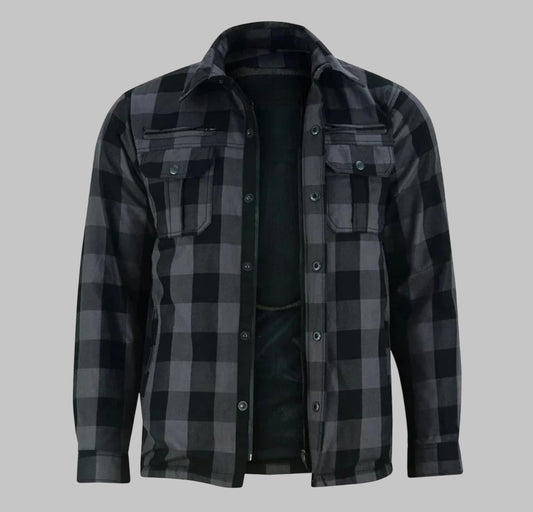 Men Plaid Motorcycle Flannel Shirt CE Armor