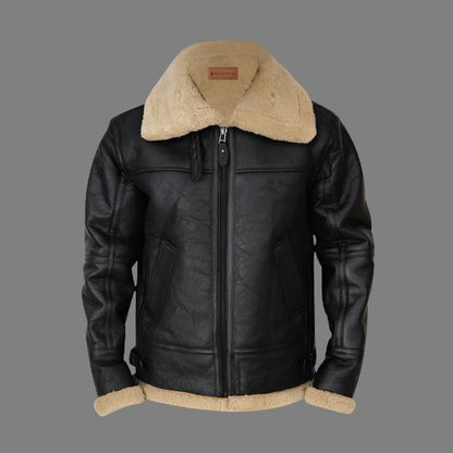 Men’s Black B3 Bomber Sheepskin Jacket