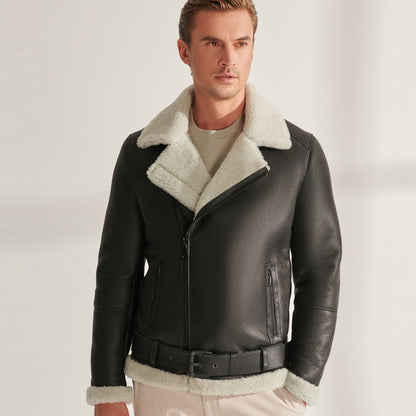 Men's RAF Black B3 Sheepskin Shearling Aviator Jacket